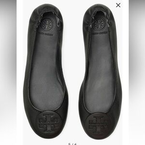 Tory Burch Minnie Travel logo Leather Ballet Flats in Black 7